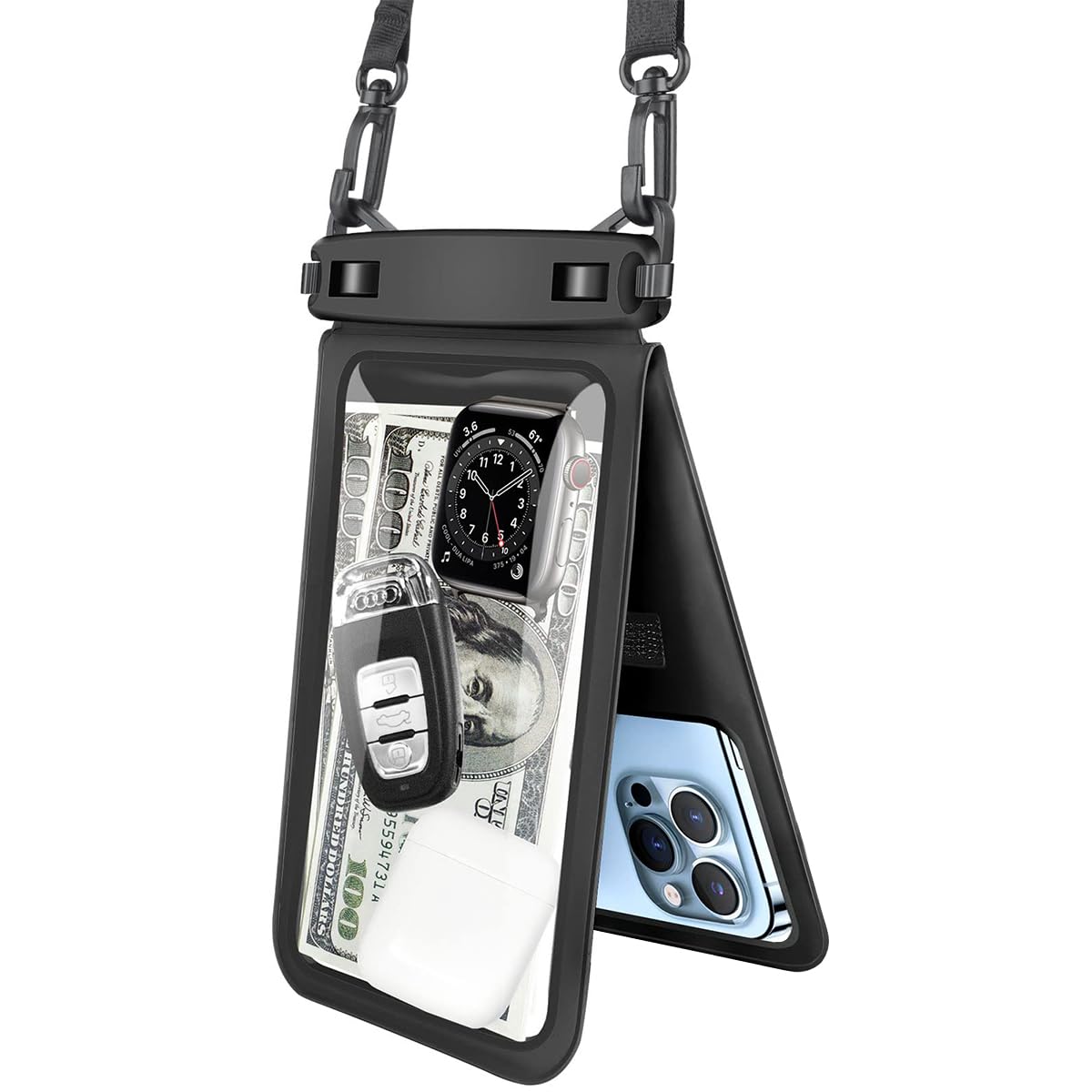 ZORBES Waterproof Phone Sling Bag for 7'' Phone and Below IPX8 Dual-Pocket Waterproof Phone Pouch with Lanyard Universal Transparent Diving Phone Bag for Phone, Earphone, Keys, Cash ZORBES Waterproof Phone Sling Bag for 7'' Phone and Below IPX8 Dual-Pocket Waterproof Phone Pouch with Lanyard Universal Transparent Diving Phone Bag for Phone, Earphone, Keys, Cash
